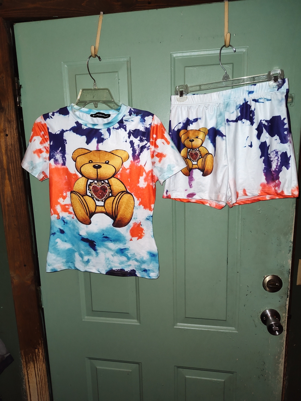 Tie-Dye Bear Shorts And Top Set - Multicolor